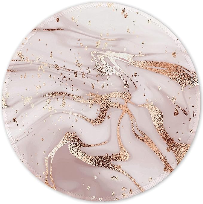 ITNRSIIET Round Mouse Pad with Stitched Edge Premium-Textured Waterproof Non-Slip Rubber Base Desktop Protection Mat Diameter 8.7 inches, Rose Gold Marbling