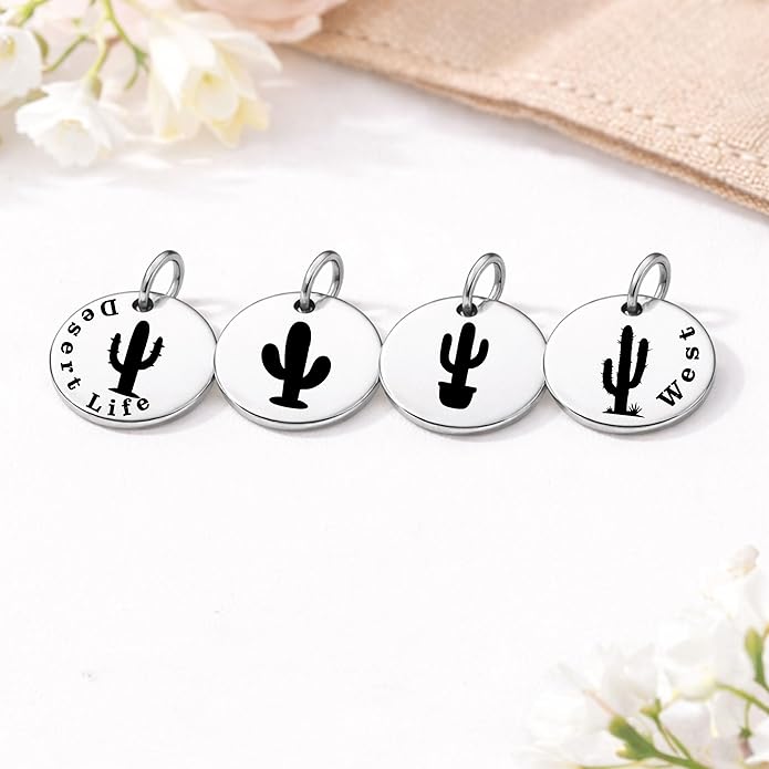 SM Design Western Charm Set of 4 – Stainless Steel Western Charms for Bracelets & Necklaces – Cowgirl, Ranch & Country Style Jewelry Charms – Western Gift for Women & Moms