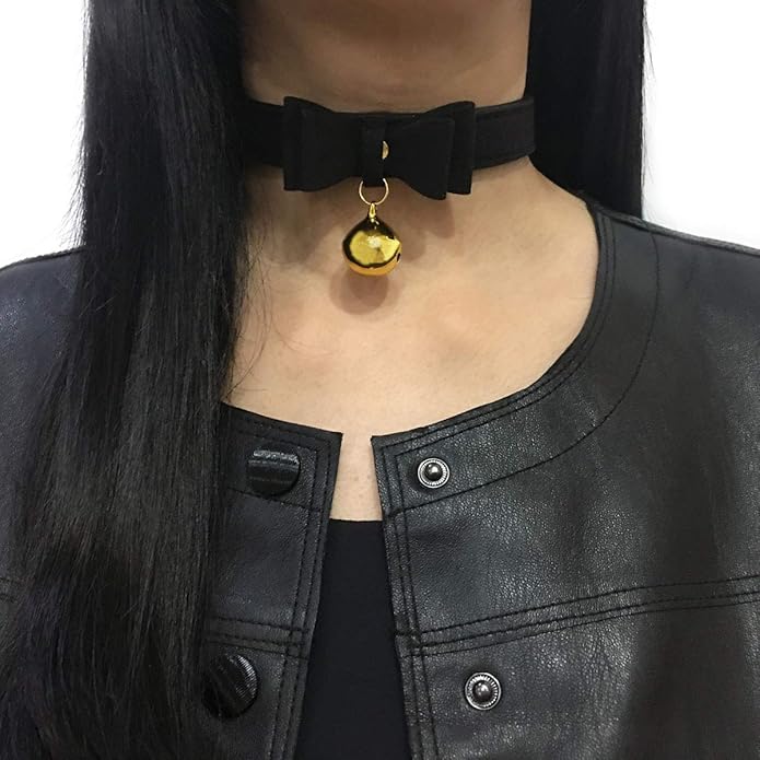 Bell Choker Collar Necklace Lolita Bow Collar Cat Kitty Velvet Necklace