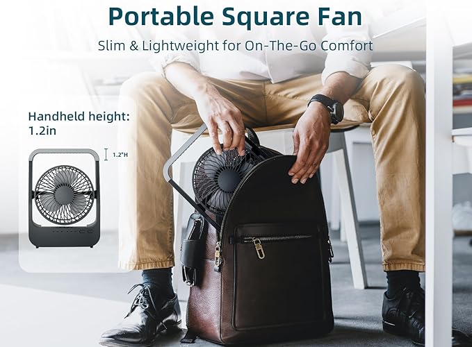 Battery Powered Fan, 10000mah Portable Desk Fan with Timer, 3 Speeds, Whisper Quiet, 180° Rotation, Portable Fan for Office, Bedroom, Outdoor, Camping