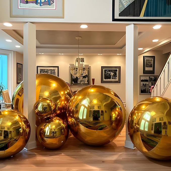 Inflatable Mirror Ball Set, 6-Piece Airtight Large Hanging & Standing Inflatable Disco Disco with 1200W Electric Pump for Party, Wedding, Pool, Events