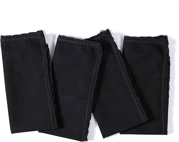 Ramanta Home Linen Flax Cloth Napkins Set of 24 | 18x18 Inch | Premium Cotton Linen Flax Lace Soft & Durable | Washable Ideal for Everyday Use Parties Thanksgiving Christmas Halloween Black