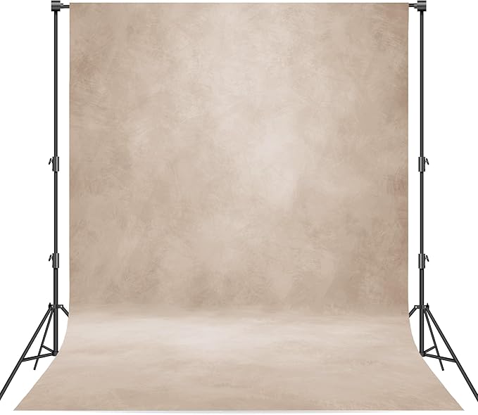 Abstract Professional Photography Backdrop for Portrait Photo Props Booth Background Photoshoot Studio with Polyester Fabric Roller Pocket on Top (6x8ft,Light Beige,No Stand)