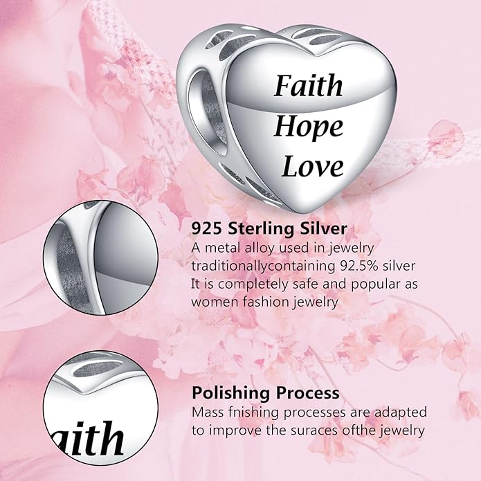 Annmors Personalized Photo Charms For Bracelets/Necklace 925 Sterling Silver Love Heart Shaped Engraved Customize Picture Gift for Birthday Mother's Day,Bead Charms Jewelry for Women