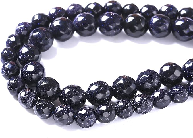 12mm 32pcs Natural Blue Sandstone Faceted Stone Beads for Jewelry Making DIY Bracelet Necklace Accessories 15" Energy Healing Power Stone Beads (Faceted Blue Sandstone, 12mm)