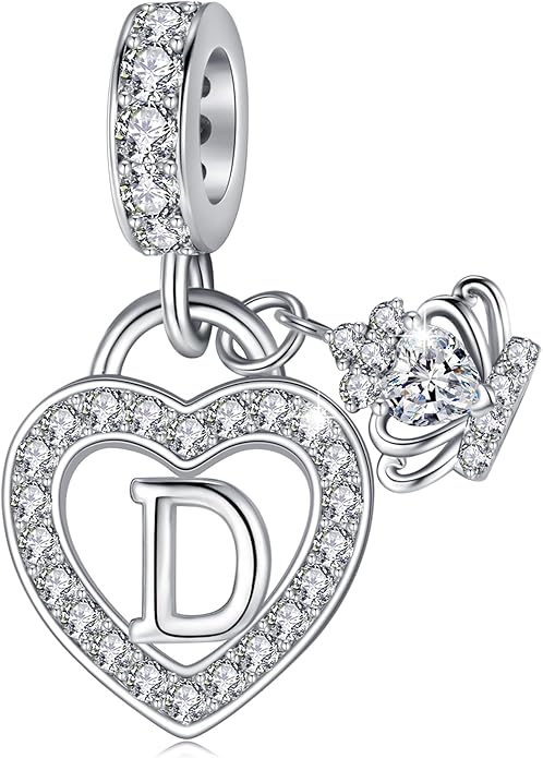 Letter Charms for Charms Bracelet: Silver Heart Alphabet Initial Dangle Charms Bead for Bracelets and Necklaces, Birthday Mother's Day Christmas Jewelry Gifts For Women