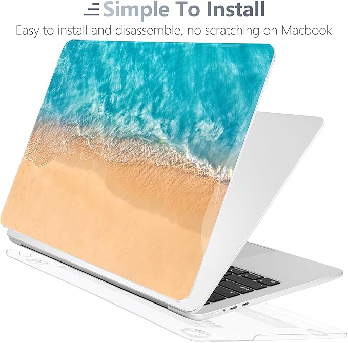 Batianda Premium Case for New MacBook Air 15 inch 2025 M4 2024 2023 with M3 M2 Chip Model A3114 A2941, Designed Protective Plastic Hardshell & Keyboard Cover & Screen Protector, Beach