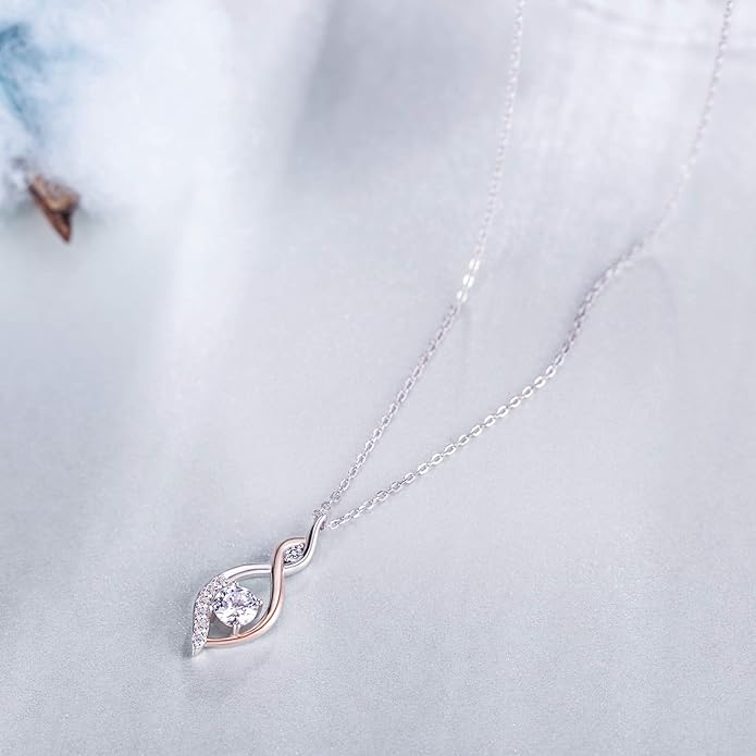 MISSLAN Necklaces for Women 925 Sterling Silver Womens Necklace Infinity Love Pendant Cubic Zirconia Necklace for Women