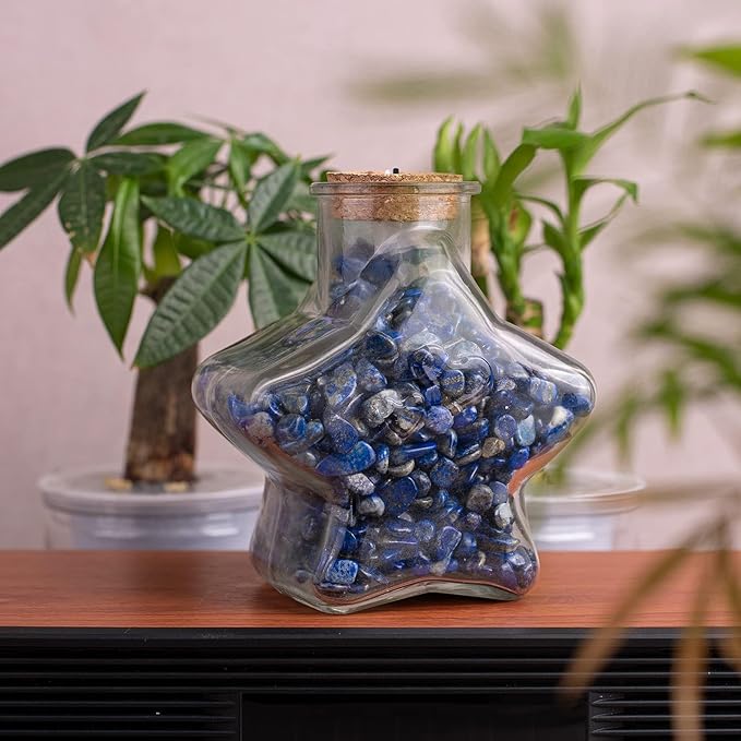 Polished Lapis Lazuli Crystal Chips 200 Pcs - 0.3" 10 oz Tumbled Stone Chips Crushed Sea Glass Stones Healing Reiki Crystal Making Home Decoration