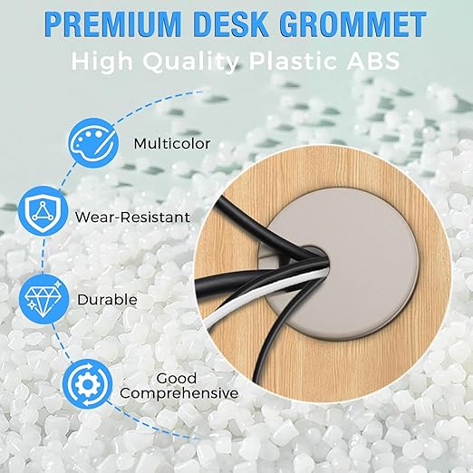Desk Grommet 1-3/8" (35 mm), Desk Cord Hole Cover, Cable Grommet ABS Plastic, Desk Hole Grommet for Office and Home Table Cable, Detachable Cable Cord Organizer (Black 4 Pcs)
