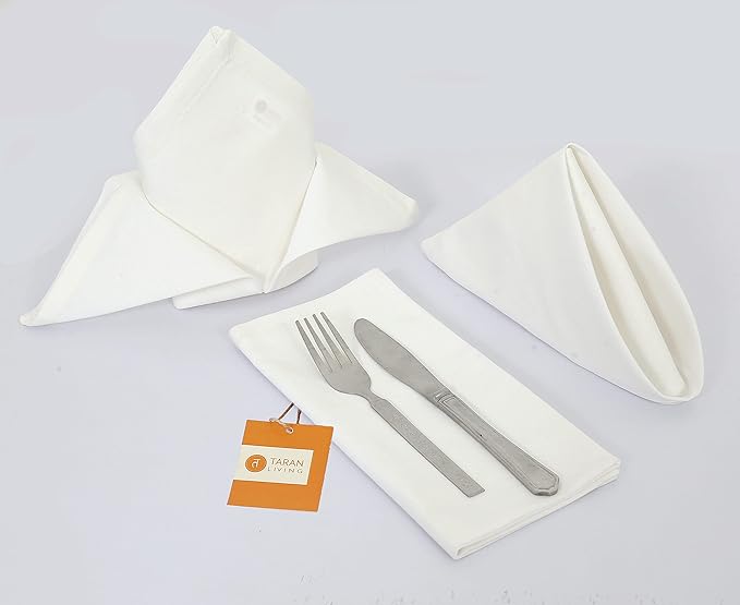 TARAN LIVING Cotton Napkin 100% Cotton Dinner Napkin Washable Dinning Table Napkins Gift for Easter Party Soft Farmhouse Décor White Napkins Cloth Set of 12-18x18 Inch