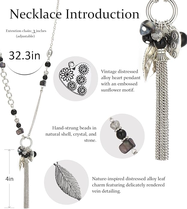 FULU AUTUMN Long Necklaces for Women Trendy Long Chunky Beaded Necklace Boho Fashion Costume Jewelry Mothers Day Gifts for Her