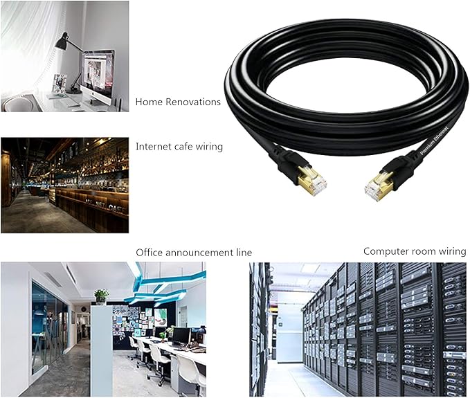 YixHG CAT 8 Ethernet Cable 400 ft, Internet Network Cord, 40Gbps 2000Mhz LAN Wires, High Speed SSTP LAN Cables with Gold Plated RJ45 Connector for Router, Modem, Gaming, Xbox (400 ft)