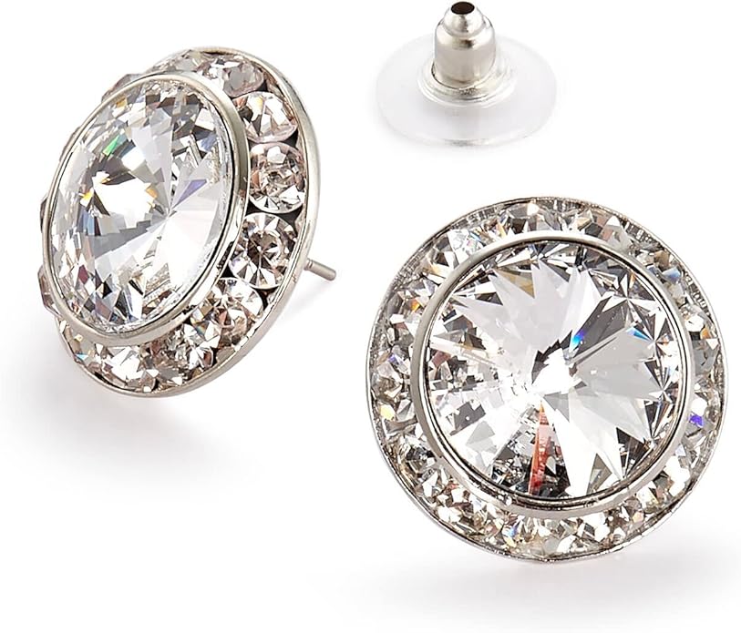 | Crystal Clear and Crystal AB Rhinestone Clip On or Pierced Earrings for Dance, Pageant, Prom, Performance, Wedding