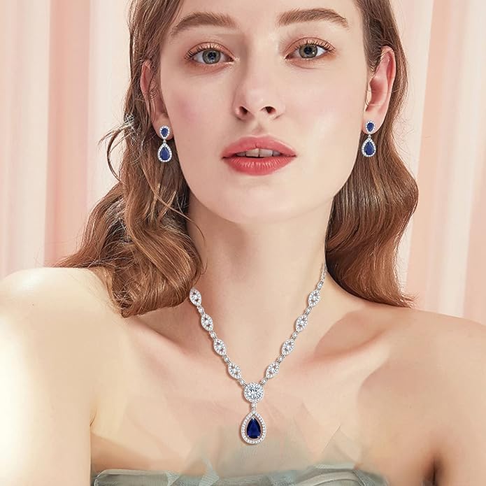 GULICX AAA Cubic Zirconia CZ Silver Plated Base Women's Party Jewelry Set Earrings Pendant Necklace