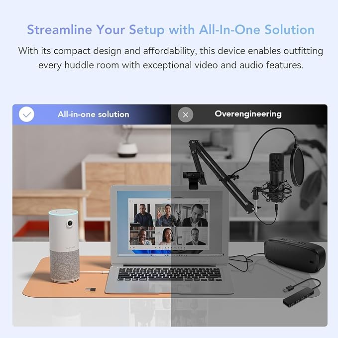 NUROUM C10(2nd Gen) 1080P Conference Webcam with Microphone Speaker, Portable All in One Computer Camera for Video Conference, AI Noise Cancellation & AGC, USB Plug&Play for PC/Desktop Zoom/Teams