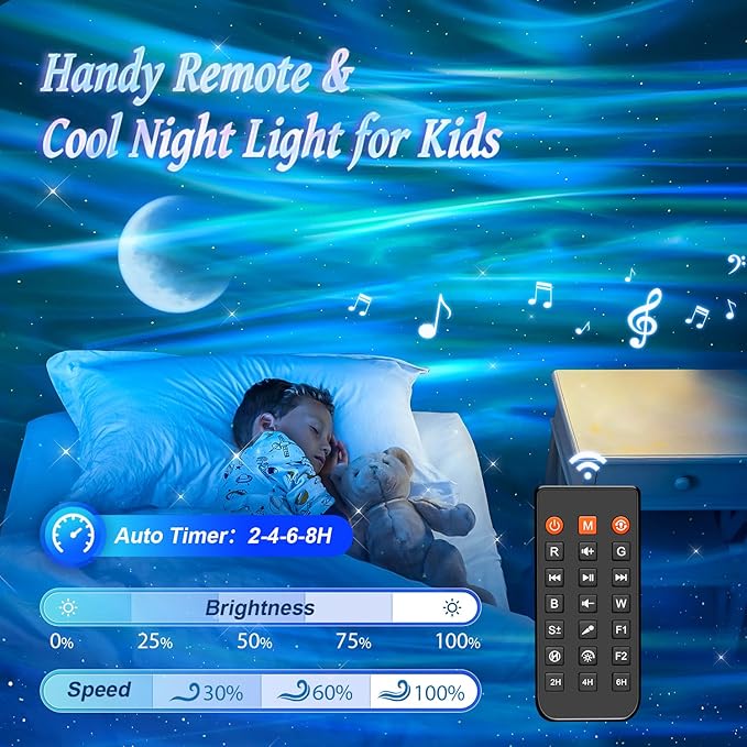 COOLNIGHT Galaxy Projector for Bedroom, 180 Light Modes Moon Star Aora Night Light, 15 White Noise+Bluetooth Galaxy Light, Remote Star Projector for Kids Christmas Gifts