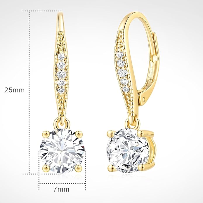 Cossa Dangle Earrings 14K Gold Drop Earrings for Women Disc Dangle Stylish Leverback Earring with Cubic Zirconia Drop Earring A Must-have Fashion Accessory