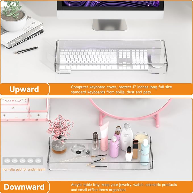 BEEGO Mechanical Computer Keyboard Cover - Clear Acrylic Keyboard Cover Keyboard Dust Cover Mechanical Keyboard Cover Full Size Keyboard Protector