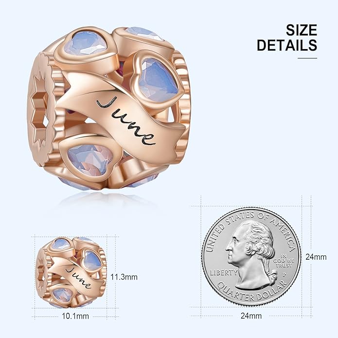 NINGAN Birthstone Charms 925 Sterling Silver Love Heart Openwork Bead for Charm Bracelets and Necklaces with 5A Cubic Zirconia, Birthday Mothers Day Jewelry Gifts Women