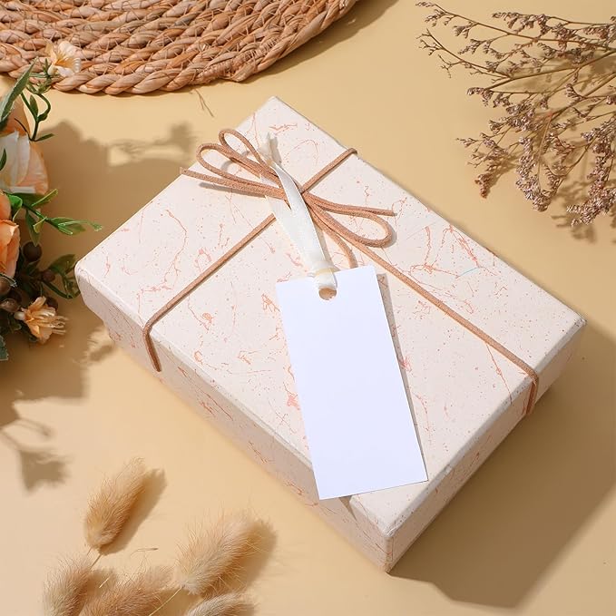 50 Pcs Place Cards for Table Setting, Table Name Card with 50PCS Ribbon 1.57 x 3.54 Inch Wedding Place Cards Blank Gift Tags Blank Name Card for Wedding Dinner Banquet Party