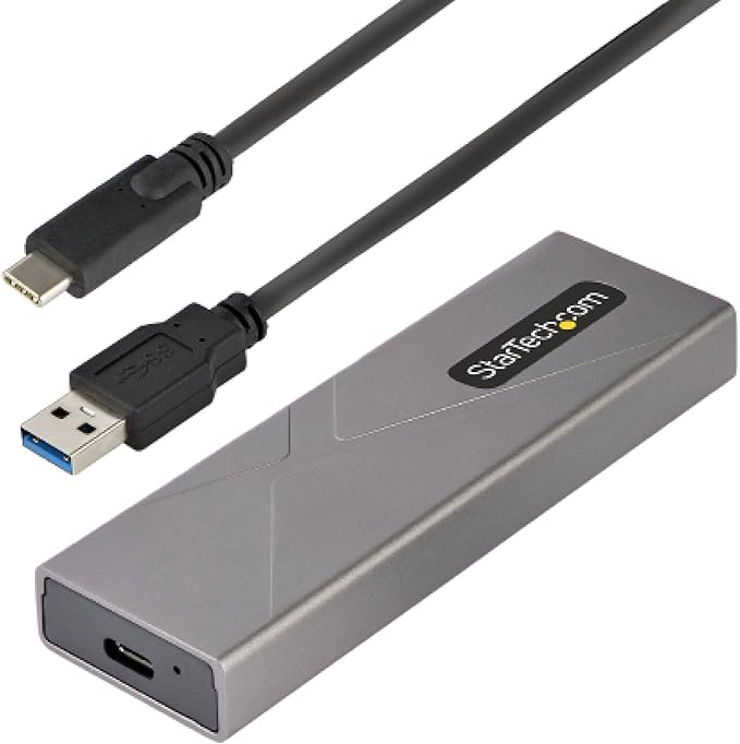 StarTech.com USB-C 10Gbps to M.2 NVMe or M.2 SATA SSD Enclosure - Tool-free External M.2 PCIe/SATA NGFF SSD Aluminum Case - USB Type-C&A Host Cables - Supports 2230/2242/2260/2280 (M2-USB-C-NVME-SATA)