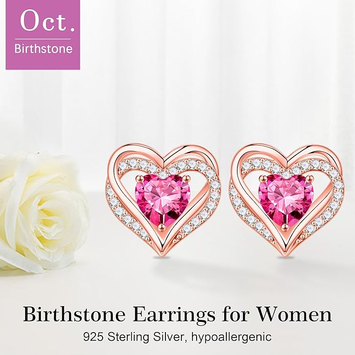 Iefil Valentine Day Gifts for Her - 925 Sterling Silver Heart Stud Earrings Birthday Gifts for Women