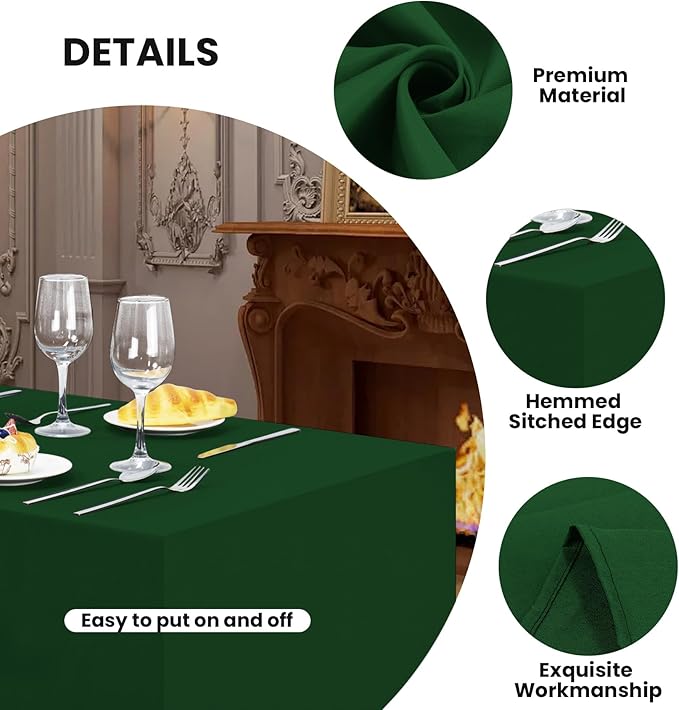 Ascoza 2 Pack Fitted Tablecloth for 4 Foot Rectangle 48 x 24 Inch Hunter Table Covers Water Resistant Polyester Cloth for Folding, Parties,Display, Trade Show (Hunter)