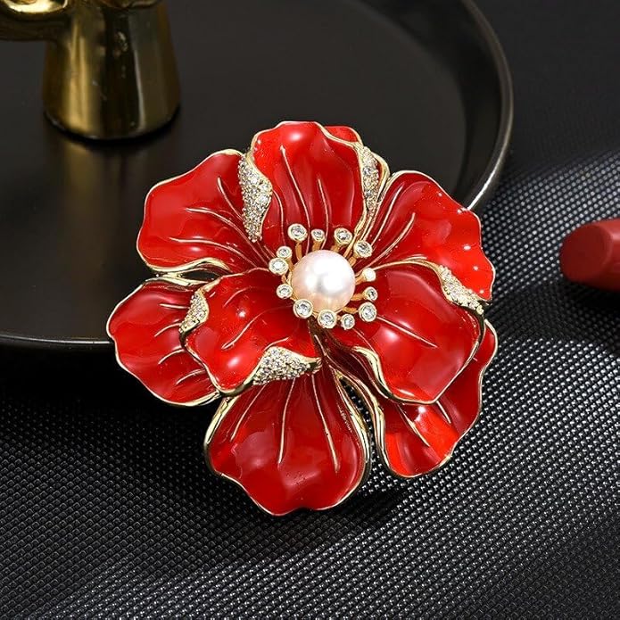 Flower Brooch Pin - Rhinestone Flower Pin 18k Gold Plated - Thanksgiving Day, Birthday, Wedding Gifts for Mom, Wife