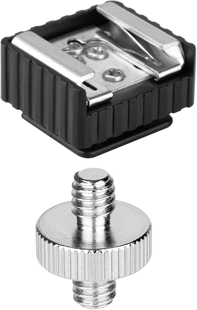 2Pack Flash Hot Shoe Mount Adapter to 1/4 Thread Hole with 1/4"-20 Male to 1/4"-20 Male Tripod Screw Adapter for Flash Holder Bracket Light Stands Umbrella Holder Flash Bracket,Strong &Solid (Update)