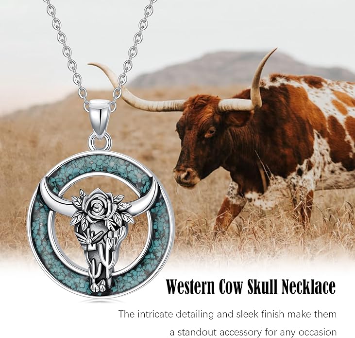 Western Cowboy Necklace 925 Sterling Silver Horseshoe Pendant Western Jewelry Cowgirl Gifts for Women Girlfriend Cowboy Cowgirl