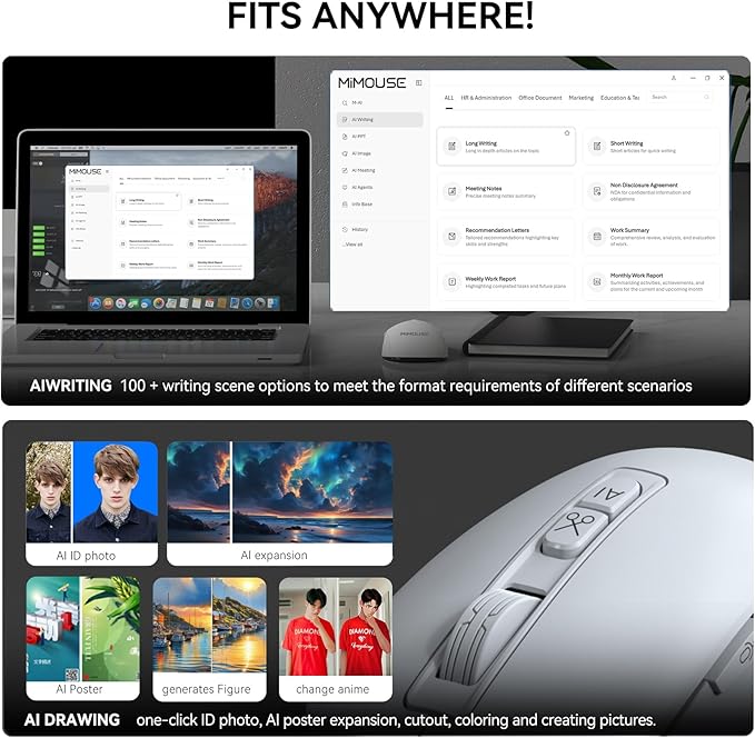M4 Wireless Smart Ai Mouse For Pc Laptops,One-Touch Voice Input, Ai Assistant, Meeting Recording, Screenshot Translation, And Multi-Language Compatibility, Is A High-Performance Office Device.