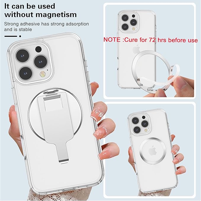 BAISRKE Magnetic Belt Clip Phone Holder, Strong Magnetic Waist Clip Compatible with Phone Cases, Portable & Versatile Accessory for Travel & Outdoor Use (Silvery)