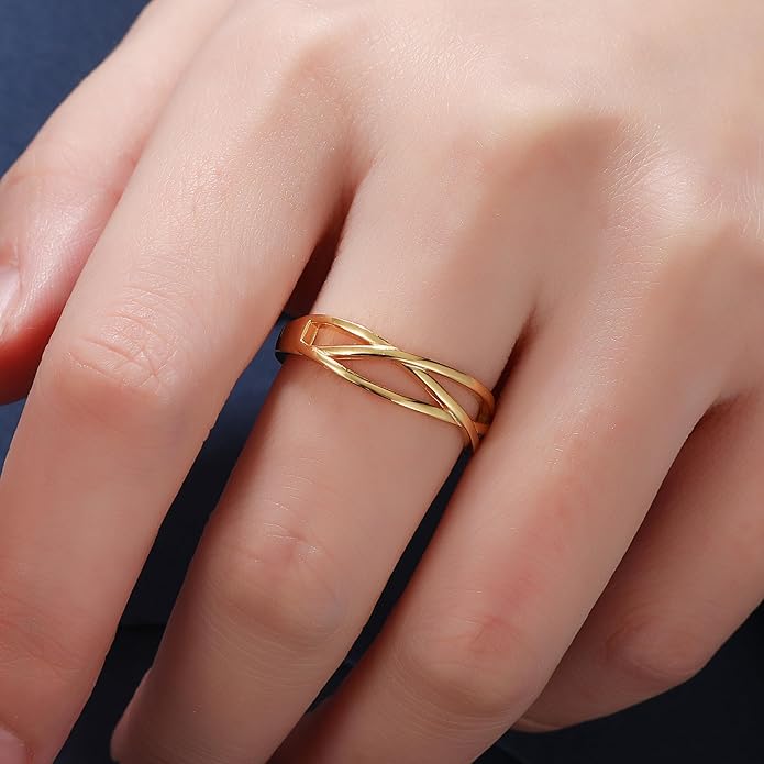 OOOPEL Sterling Silver Adjustable Ring S925 Silver Rings for Women Cubic Zirconia Twist Love Knot Dainty Ring Silver Minimalist Open Finger Rings Silver Thumb Sterling Silver Ring