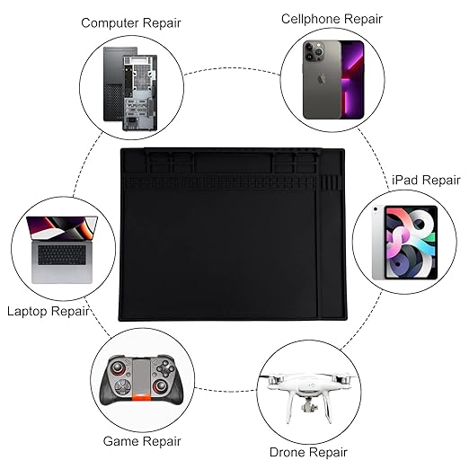Anti Static Mat Includes ESD Wristband and Grounding Wire and Grounding Plug for Electronics Repair, Premium Heat Resistant ESD Safe Soldering Mat (17.7" x 13.6")