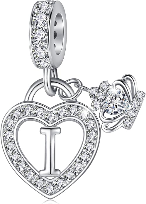 Letter Charms for Charms Bracelet: Silver Heart Alphabet Initial Dangle Charms Bead for Bracelets and Necklaces, Birthday Mother's Day Christmas Jewelry Gifts For Women