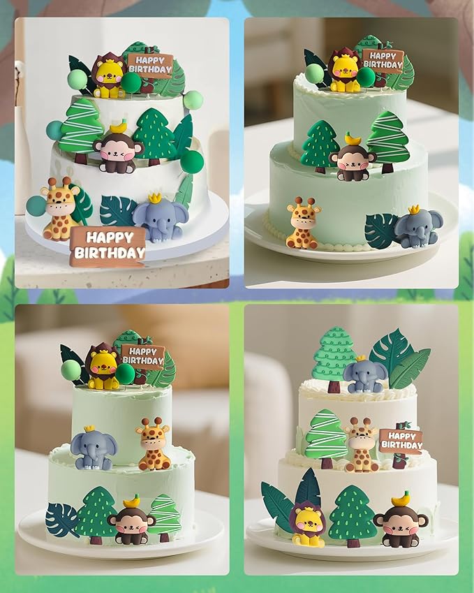 20pcs Happy Birthday Cake Toppers – Cute Animal Cake Decorations for Kids & Adults – Fun & Safe Non-Edible Party Supplies