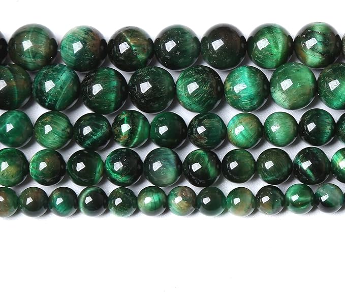 Natural Green Tiger Eye Stone Beads Round Loose Beads Energy Gemstone Healing Power for Jewelry Making 1 Strand 12mm 32pcs 15"