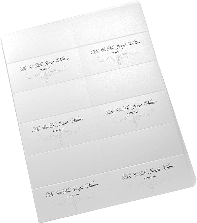 Decadent Flourish Printable Place Cards, Silver (Choose Color), Set of 150 (25 Sheets), Laser & Inkjet Printers - Wedding, Party, Dinner, and Special Events - Made in the USA