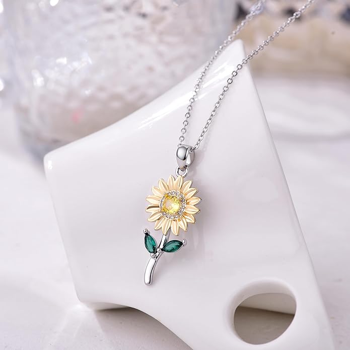 Flower Necklace Tulip/Sunflower/Daisy/Bee Pendant Necklaces Jewelry for Women Mom Gifts
