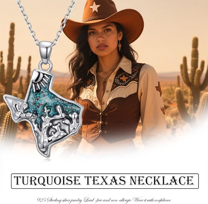 Western Cowboy Necklace 925 Sterling Silver Horseshoe Pendant Western Jewelry Cowgirl Gifts for Women Girlfriend Cowboy Cowgirl