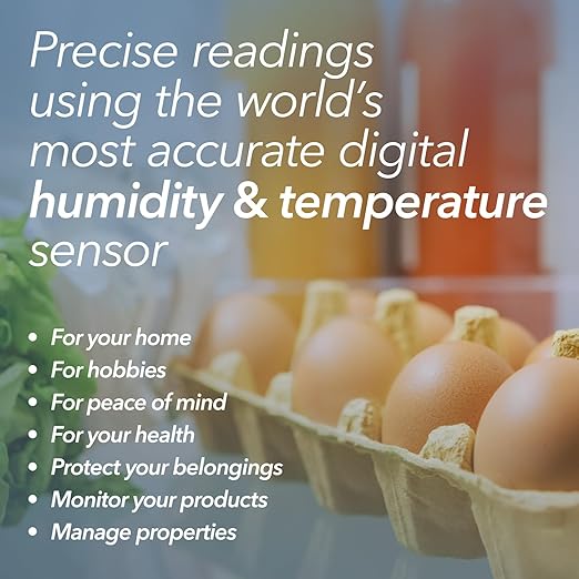 SensorPush HT.w Smart Temperature Sensor & Humidity Sensor - Bluetooth Thermometer and Hygrometer with App Monitoring - Water Resistant Temperature and Humidity Monitor for RV, Basement, Fridge & More
