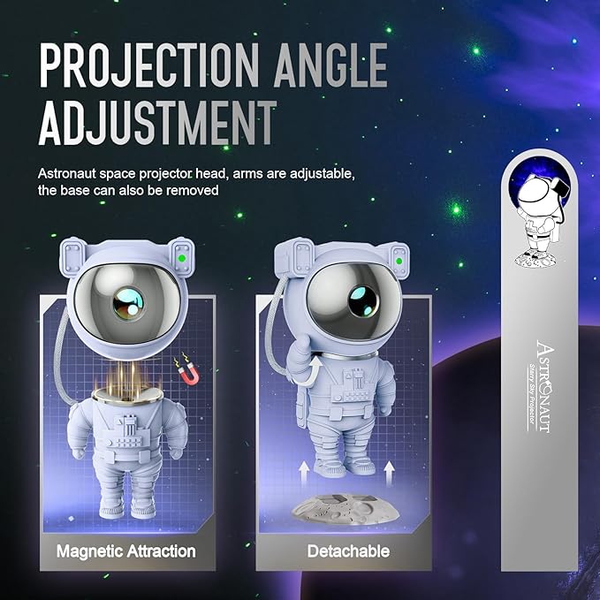 Astronaut Galaxy Projector Night Light - Star Projector Galaxy Light with Nebula Effects & Timer, Astronaut Space Starry Celling Lamp for Bedroom Kids Room, for Chrismas, Birthday, etc