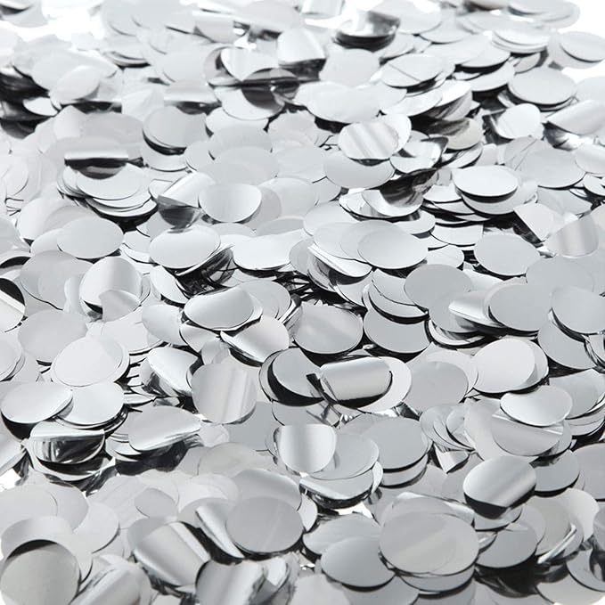 TecUnite Round Tissue Paper Table Confetti Dots for Wedding Birthday Party Decoration, 1.76 oz(Silver Foil Confetti,1.5 cm)