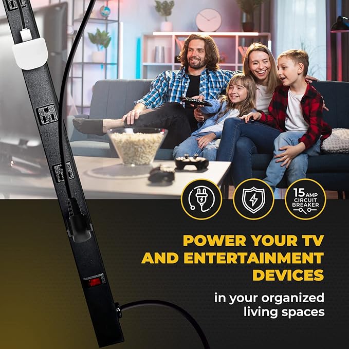 9 Black Verticle Outlets 6 Feet Power Cord Heavy Duty Metal Surge Protector Power Strip