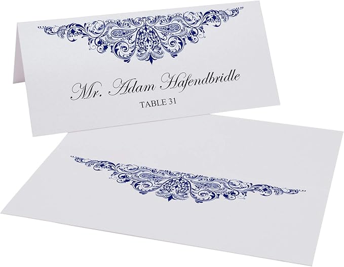 Paisley Place Cards, Navy (Choose Color), Set of 25, Pre-cut and Scored - Wedding, Party, Dinner, and Special Events - Made in the USA
