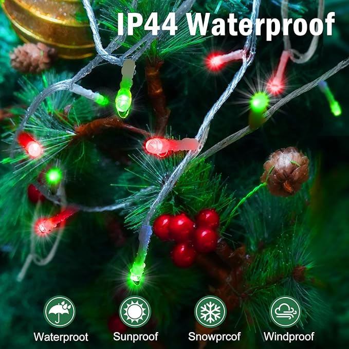 SAUIRS 403FT 1000 LED Christmas Lights Outdoor String Lights with 8 Modes Timer Waterproof Fairy Light Plug in for Outside Indoor Party Xmas Palm Tree Yard Wedding Decorations(Red and Green)