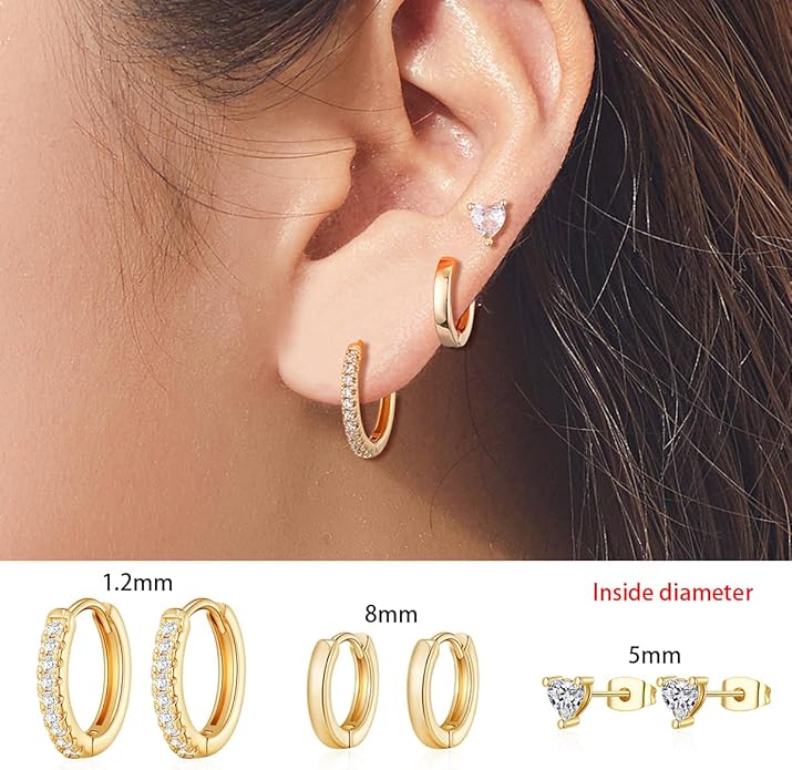 9 Pairs Chunky Gold Earrings Set for Women Trendy Lightweight Gold Plated Hoop Earrings Hypoallergenic Jewelry
