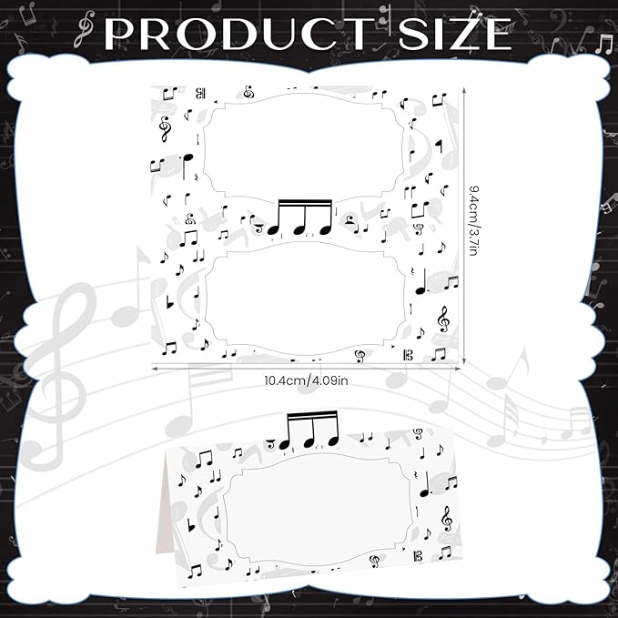 Music Theme Table Place Cards Notes Folded Place Cards Decorations Seating Name Cards for Music Theme Birthday Decor Back to School Classroom Wedding Party Supplies