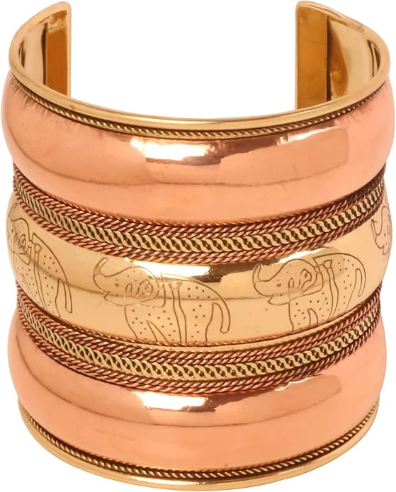 Touchstone Indian Bollywood Handcrafted Slip In Easy To Wear Stylish Wrist Enhancer Designer Broad Jewelry Cuff Bracelet For Women and Men.